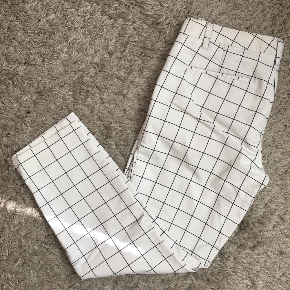 Joe Fresh White Checkered Pants